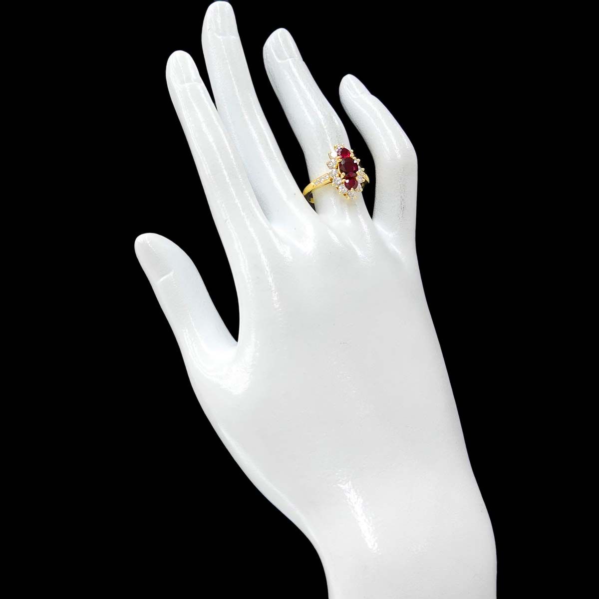リング 13号 ルビー 1.45ct ダイヤ 1.04ct K18 YG イエロー