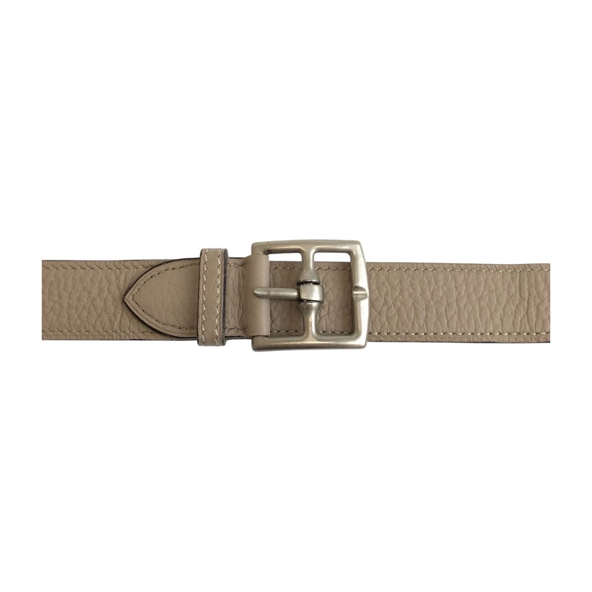 HERMES エルメス ベージュレザーベルト 金具　シルバー エトリヴィエール HERMES エルメス ベージュレザーベルト 金具 シルバー エト