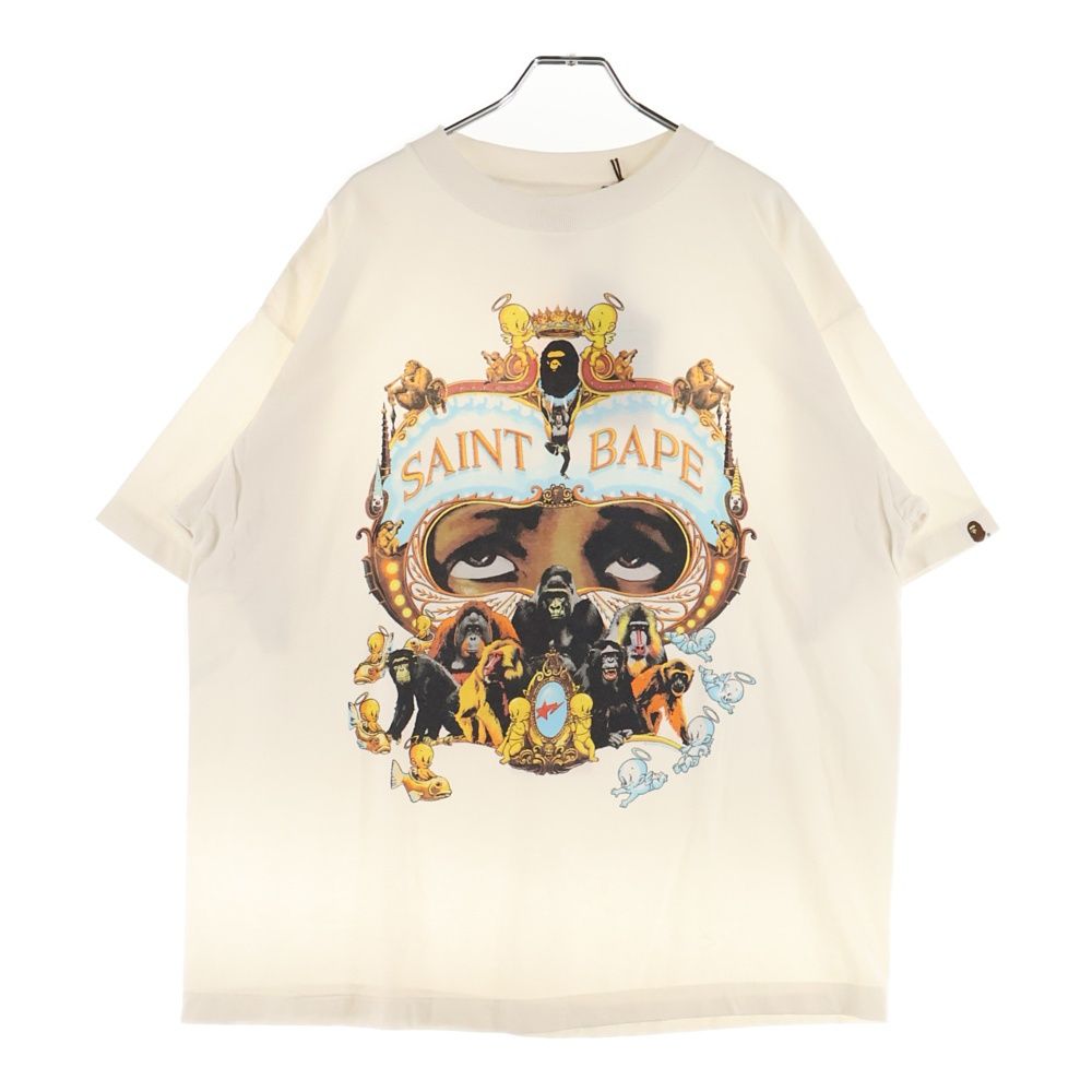 SAINT MICHAEL セントマイケル 25AW ×A BATHING APE BAPE SS TEE GENERATION SM-HR1-0000-C36 ×アベイシングエイプ プリント半袖Tシャツ ホワイト