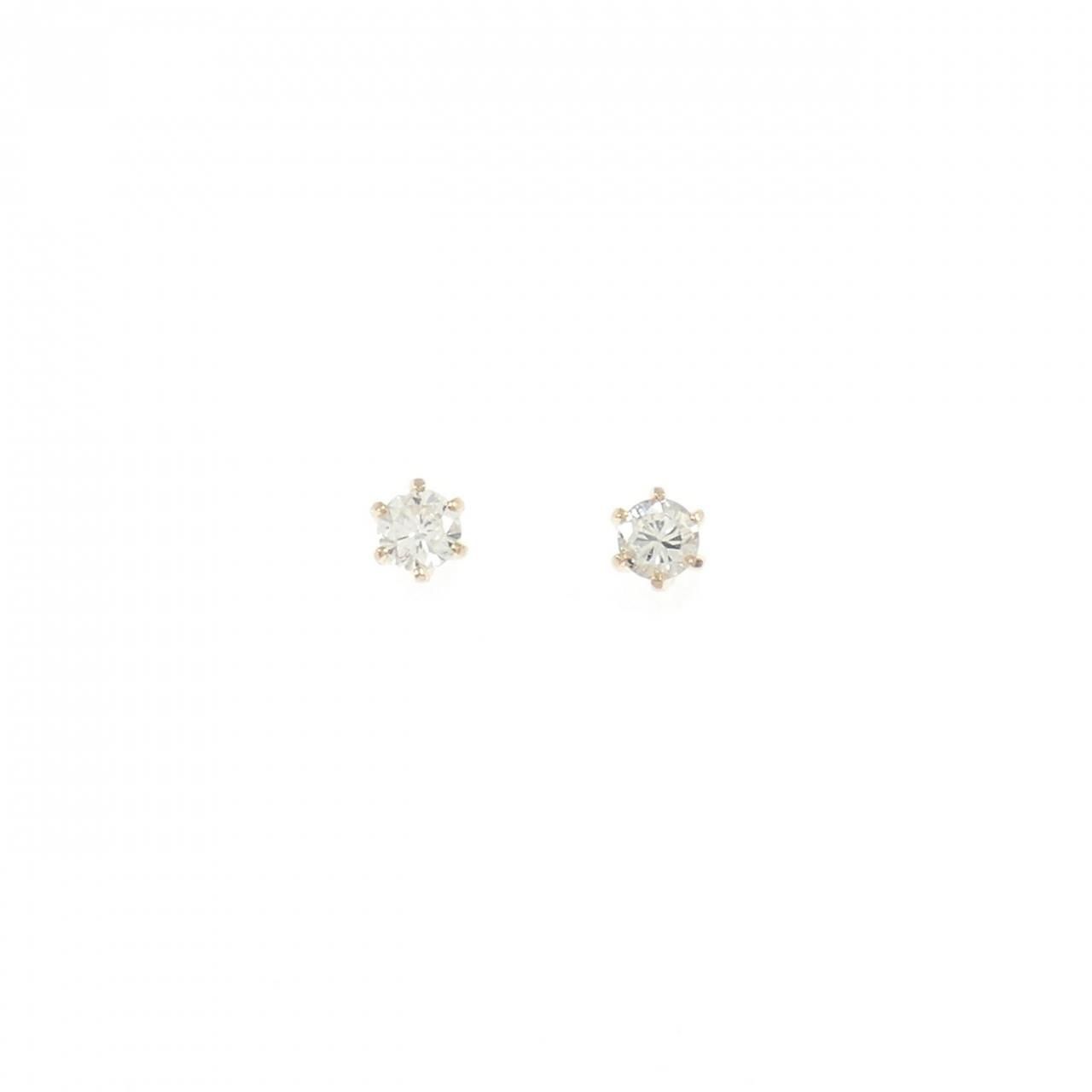K18PG ソリティア ダイヤモンド ピアス 0.10CT