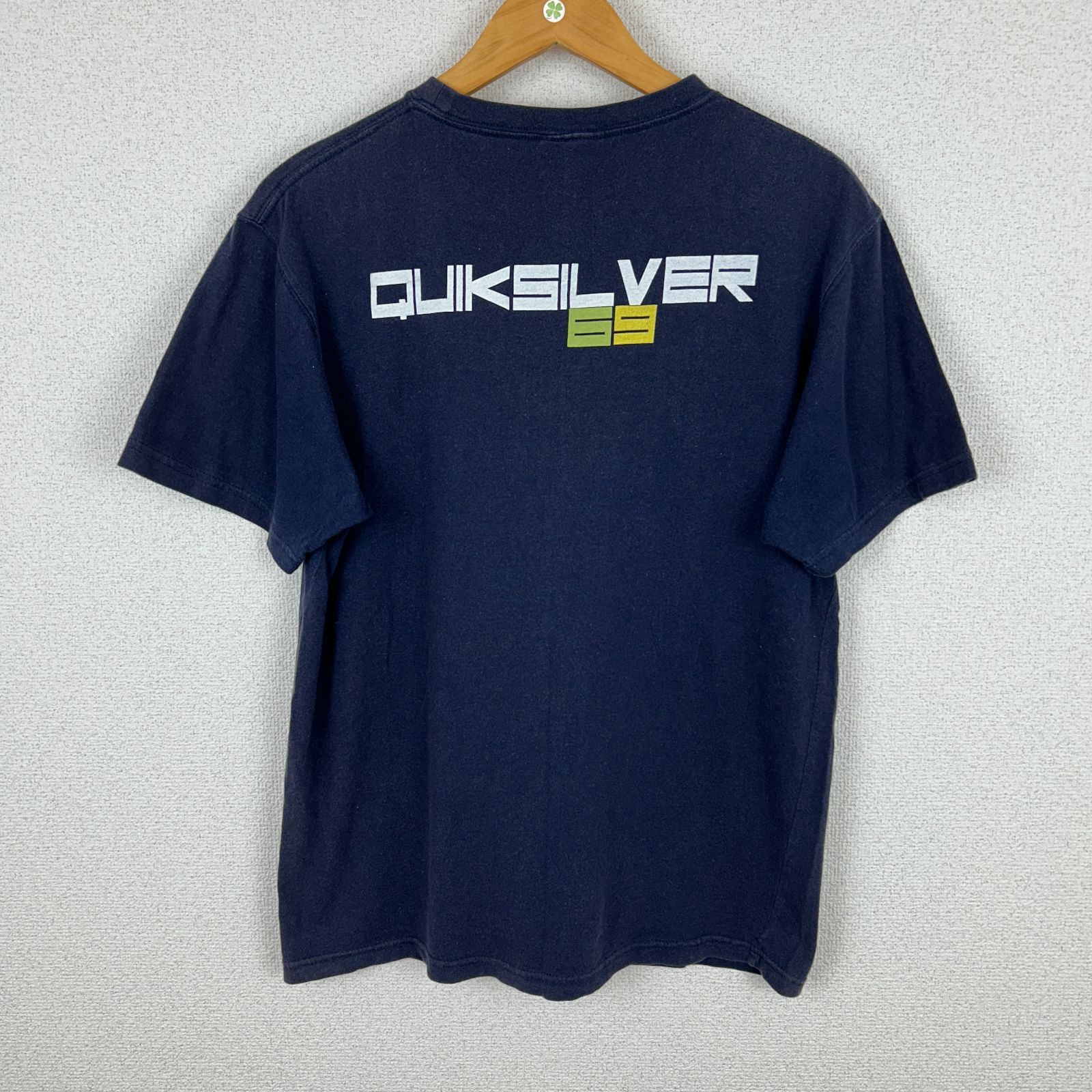 Quiksilver クイックシルバー Tシャツ ワンポイントロゴ ネイビー L メンズ古着Tシャツ①