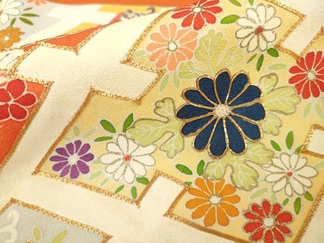 平和屋着物●訪問着　黄金繭　駒刺繍　正倉院花文　暈し染め　金彩　やまと誂製　正絹　逸品　DAAS3018ps 平和屋着物○訪問着 黄金繭 駒刺繍 正倉院花文 暈