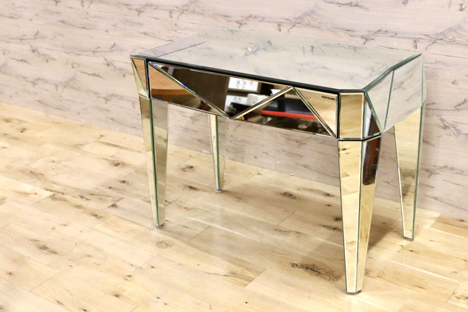 GMIK571○KARE | カレ ファンハウス デスク コンソール サイドボード 全面ミラー 定価18.5万 訳あり