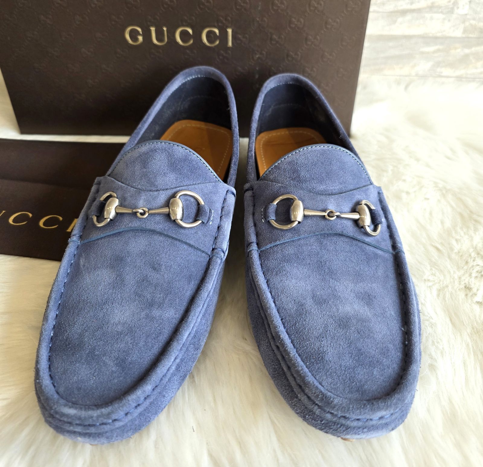 GUCCI メンズ　ネイビー レザー　ローファー　ホースビット　正規品 GUCCI メンズ ネイビー レザー ローファー ホースビット 正規品
