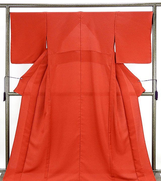 単衣 色無地 新品 仕立て上がり 正絹 単衣 膨れ地紋 身丈164.5cm 裄丈