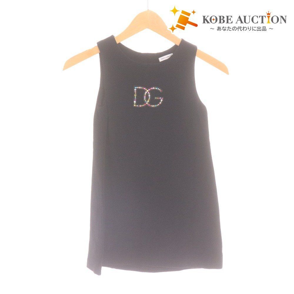 ドルチェ-ガッバーナ ワンピース ノースリーブ トップス ボトムス スパンコール ロゴ キッズ 6 113～119cm ブラック