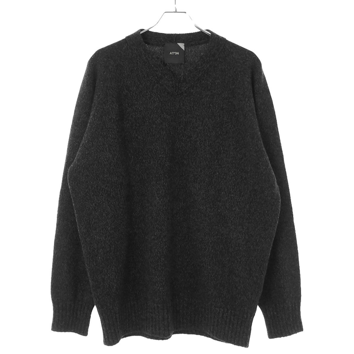 ATON エイトン Vネックカシミヤニットセーター チャコールグレー 06 