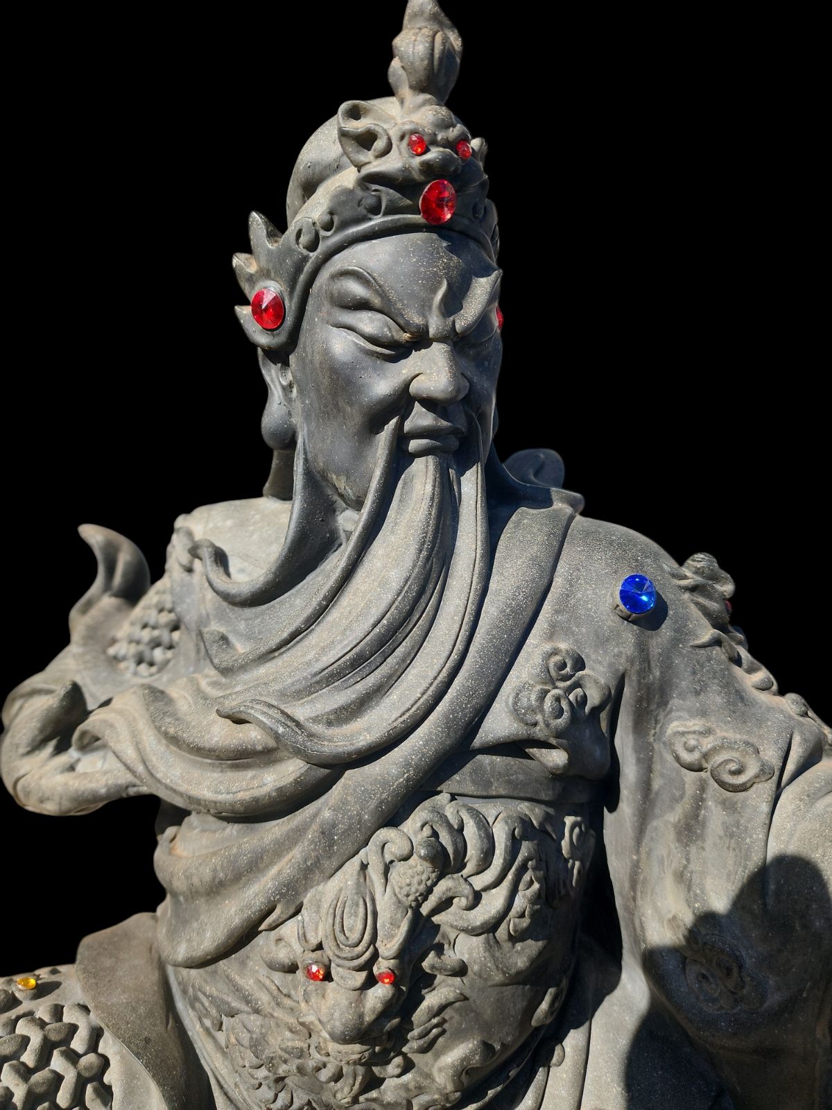 売り切り! 中国古美術 唐物 陶器製 三国志の関羽と思われる像 縁起物