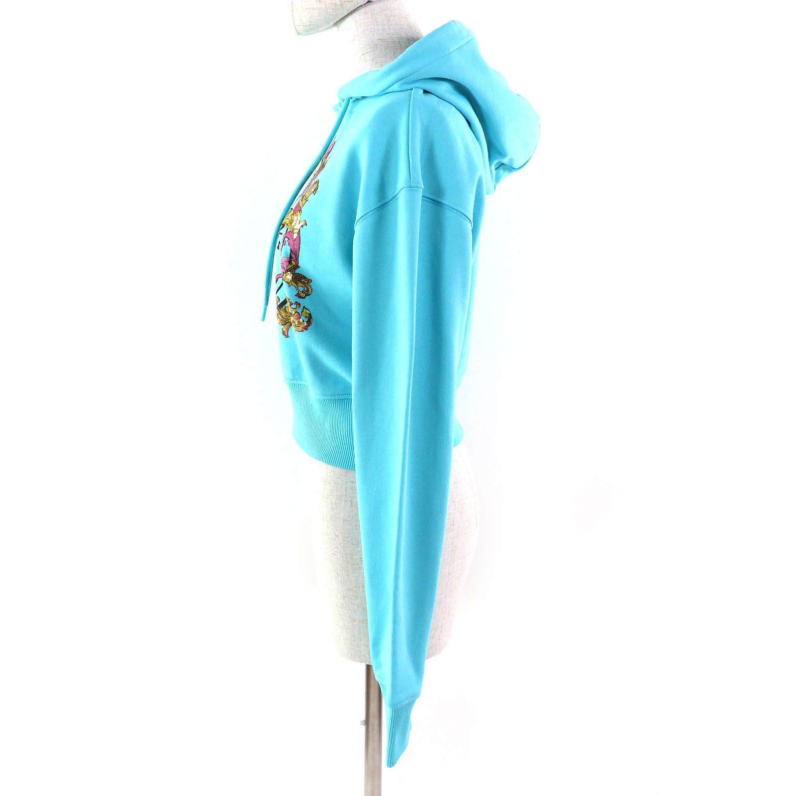 VERSACE JEANS COUTURE(ヴェルサーチジーンズ) 長袖セーター サイズS レディース美品  - グリーン×ライトブルー×ブルー ハイネック VERSACE JEANS COUTURE (ヴェルサーチェ ジーンズ クチュール