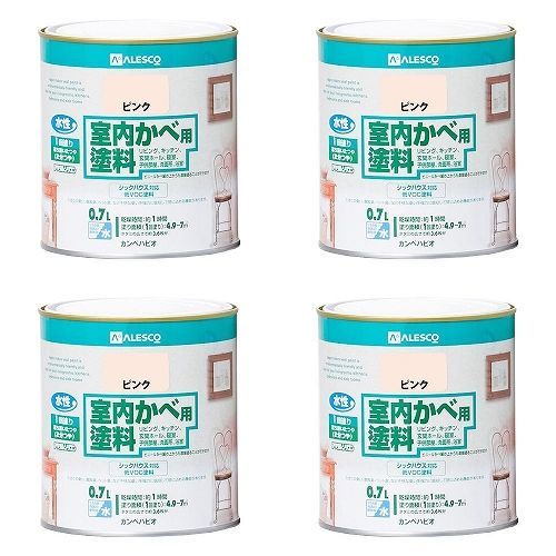 カンペハピオ - 室内かべ用塗料 - ピンク - 0.7L 4缶セット【BT-67