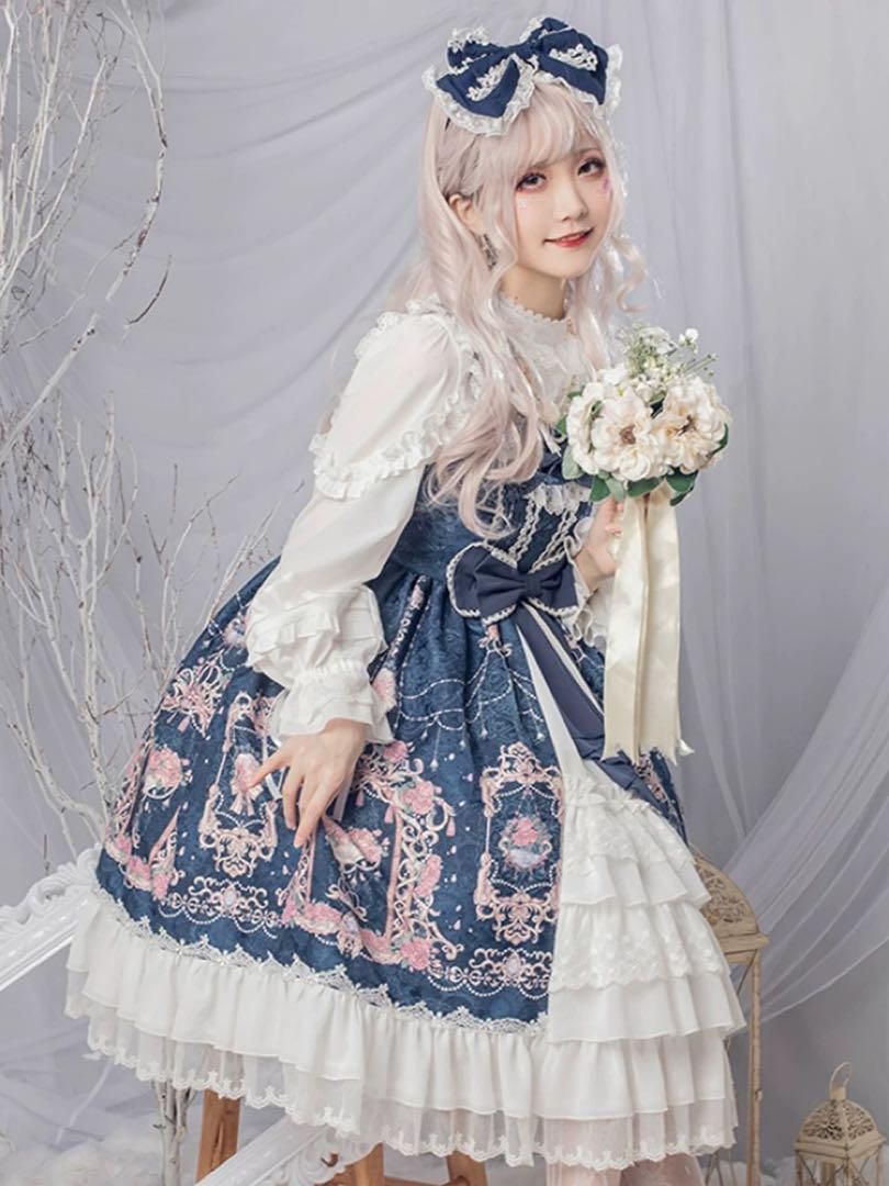 ♥ ロリータジャンパースカート お出かけ女子会に最適な華やかなクラシカルロリータ
