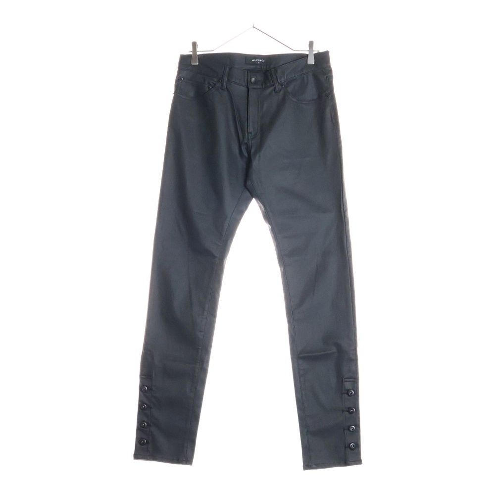 MLVINCE メルヴィンス 21AW WAX STRETCH SKINNY PANTS ワックス 裾ボタン スキニーパンツ ブラック MV21AW10-WPT021BK