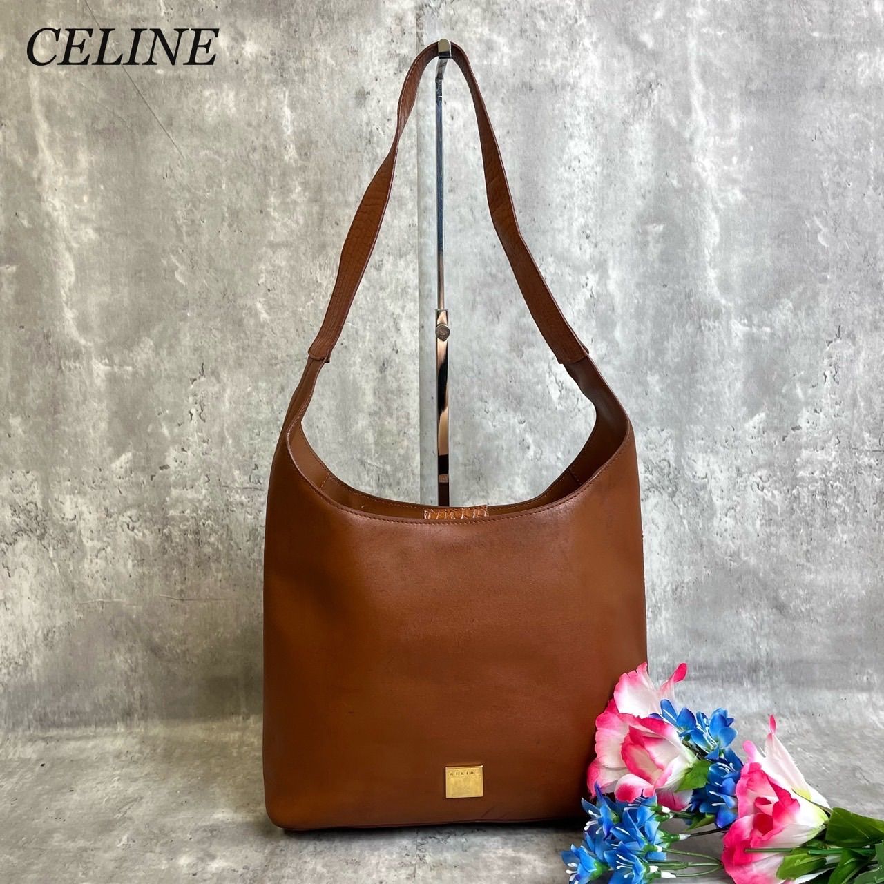 ✨希少品✨ CELINE セリーヌ ワンショルダーバッグ トートバッグ ゴールド金具 クロコ型押し チェック柄 ロゴ型押し シリアル カーフレザー  肩掛け レディース ブラウン 茶色 - メルカリ