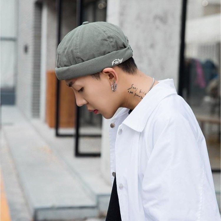 帽子　黒　韓国　ロールキャップ　ドッカーハット　男女兼用　ストリート