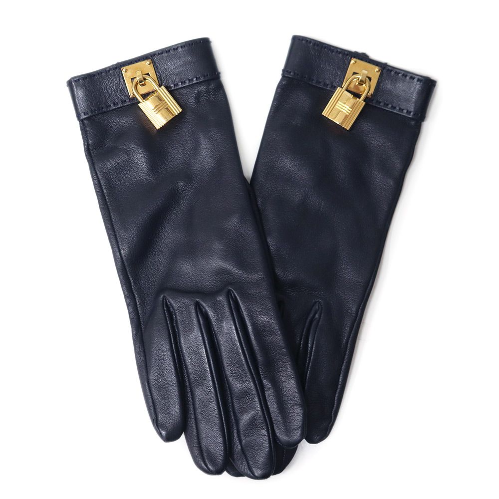 【極美品】エルメス ケリー 手袋 グローブ サイズ7 ラムレザー エルメス ケリー 手袋 グローブ #7 ラムスキン レザー ネイビー