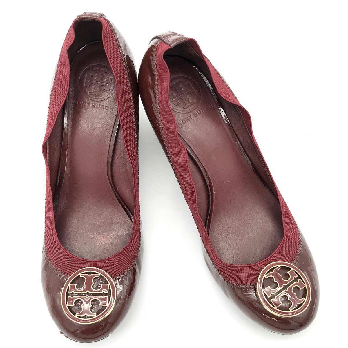 Tory Burch パンプス 本革 ウェッジソール ロゴ レッド 2230A