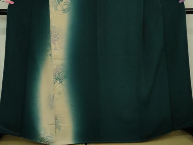 平和屋本店□極上 訪問着 地紋起こし 薔薇 バラ 百入茶色地 暈