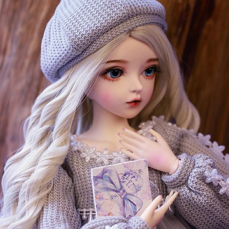 BJD 1|3ドール フルセット 本体 60cm 球体関節人形 眼球 洋服 メイク済 ドール お人形 ウィッグ グレー ワンピース ドレス 美人 リアル 手書き