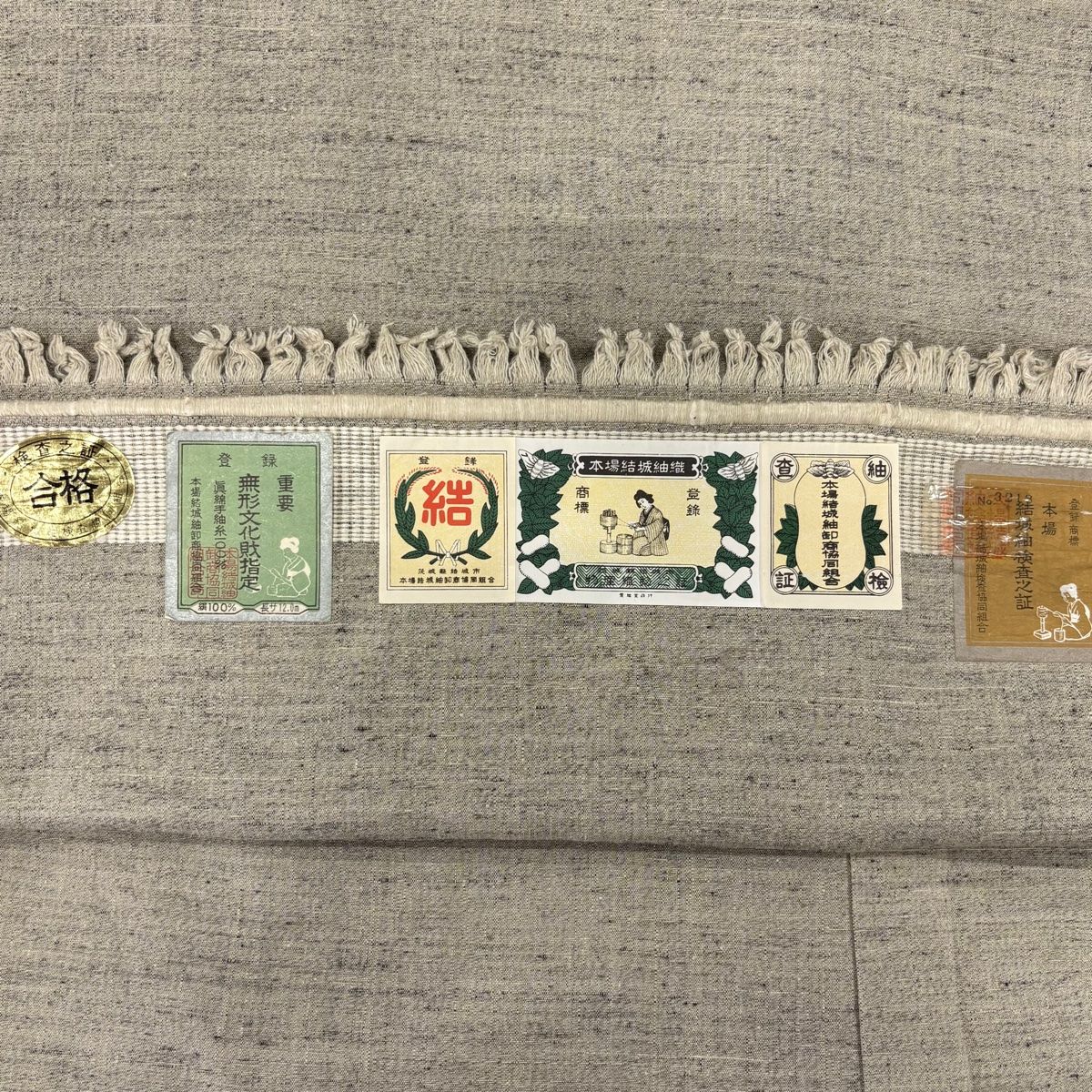 男着物 身丈136.5cm 裄丈67cm S 袷 アンサンブル 本場結城紬 証紙 灰色 正絹 WWW_MORNINGWALKER_COM