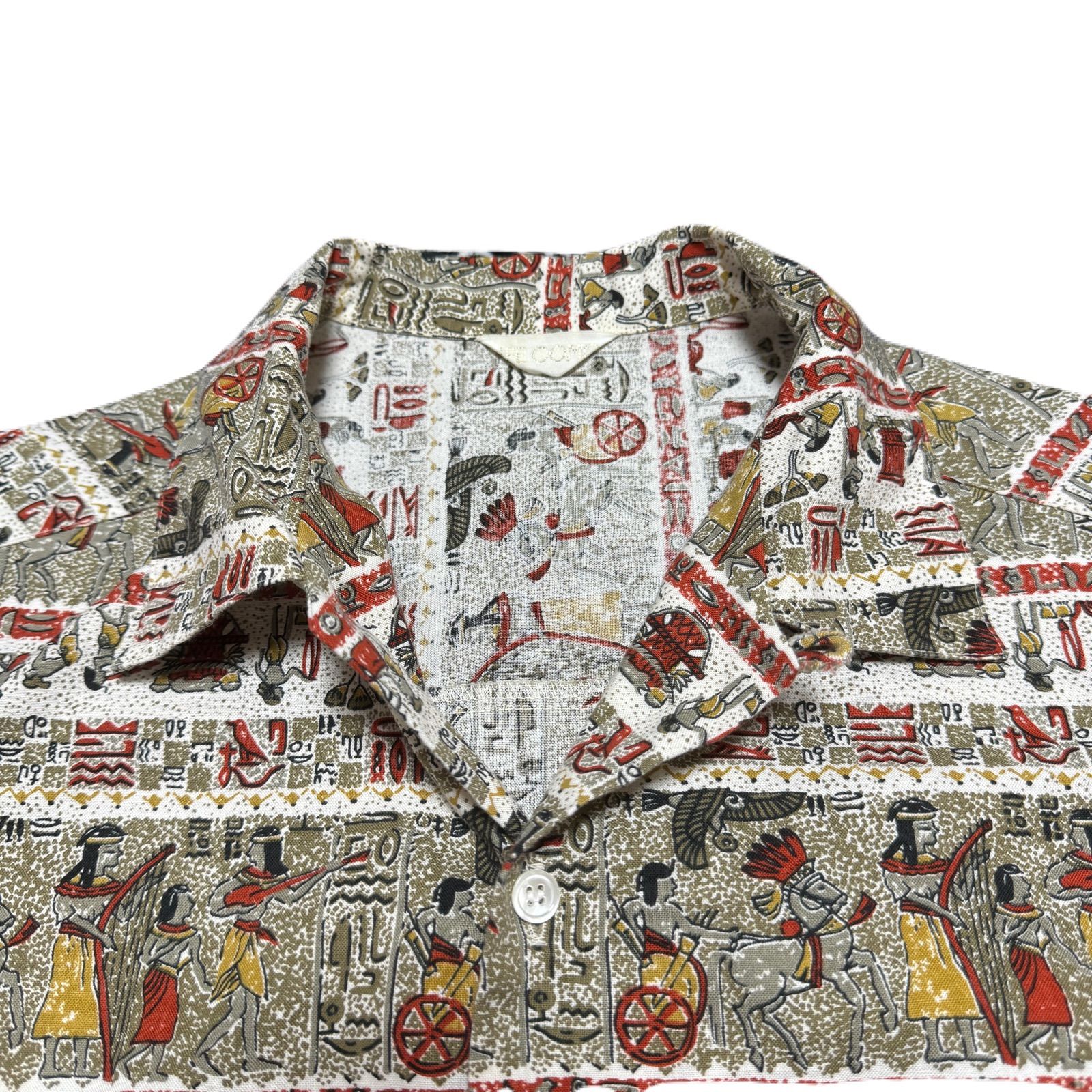 LIFE COMO 古代エジプト 壁画 ヒエログリフ柄 総柄 柄シャツ LIFE COMO 古代エジプト 壁画 ヒエログリフ柄 総柄 柄シャツ
