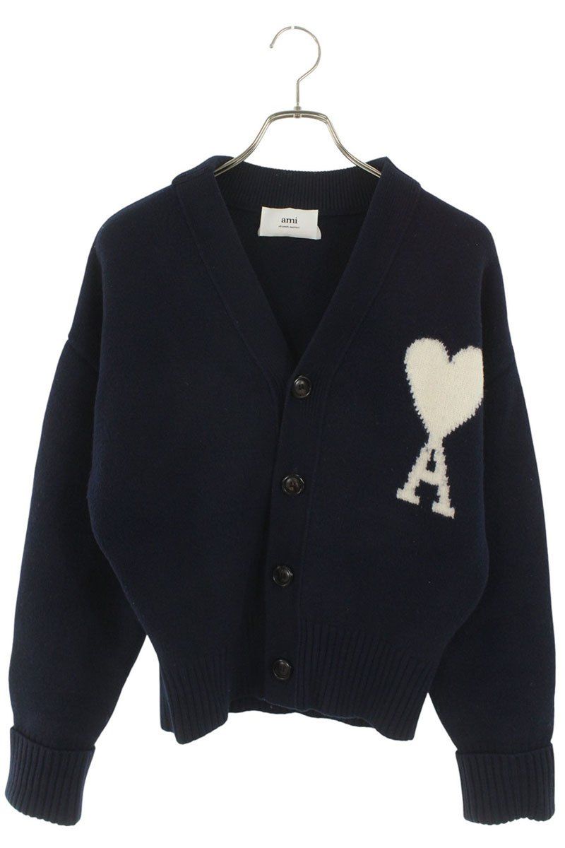 ami Paris ハートロゴ刺繍ニットカーディガン メンズ L ハート AMI
