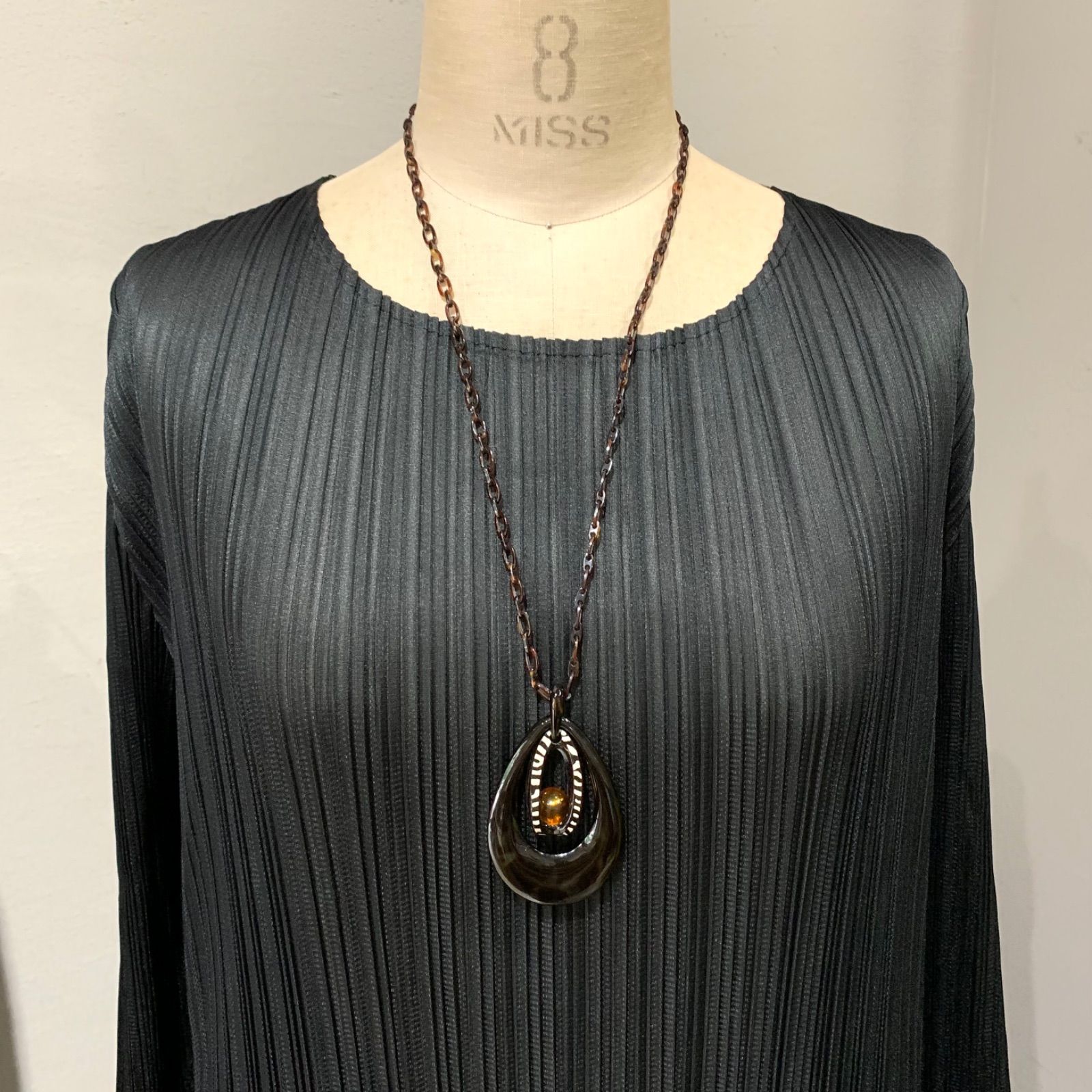 べっ甲水杢ネックレス 超希少本鼈甲天然水杢（みずもく)ロング