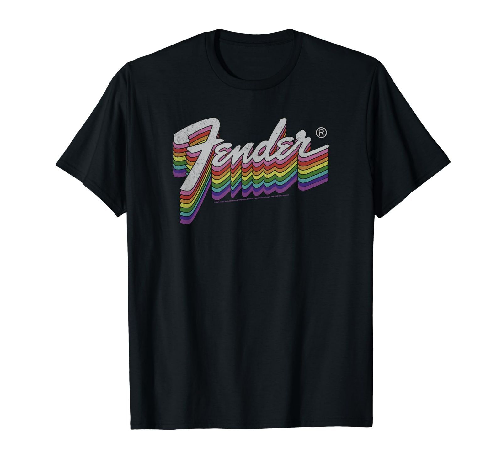 Fender Rainbow Colored Dragging Effect Classic Logo Tシャツ - メルカリ