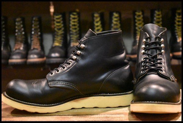 【8.5D 良品 犬タグ 97年】レッドウィング 8165 アイリッシュセッター 黒 ブラッククローム プレーントゥ ブーツ redwing HOPESMORE【EL128】