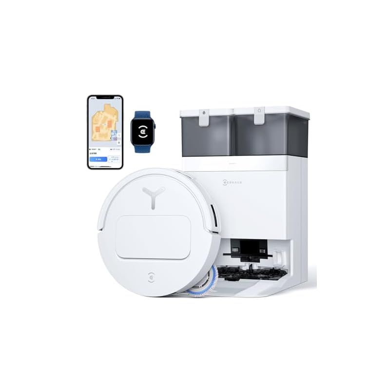 2025最新 超薄型 ECOVACS エコバックス T50 OMNI ロボット掃除機 15000Pa強力吸引 加圧回転式デュアルモップ 水拭き 両用 毛絡まない モップ洗浄 自動ゴミ収集 高精度マッピング お掃除ロボット 0