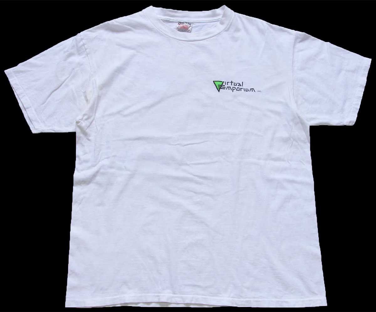 XLARGE オールド グラフィック ロゴ プリント Tシャツ 送料込 90s Virtual Emporium, inc. ロゴ go back 矢印 両面プリント