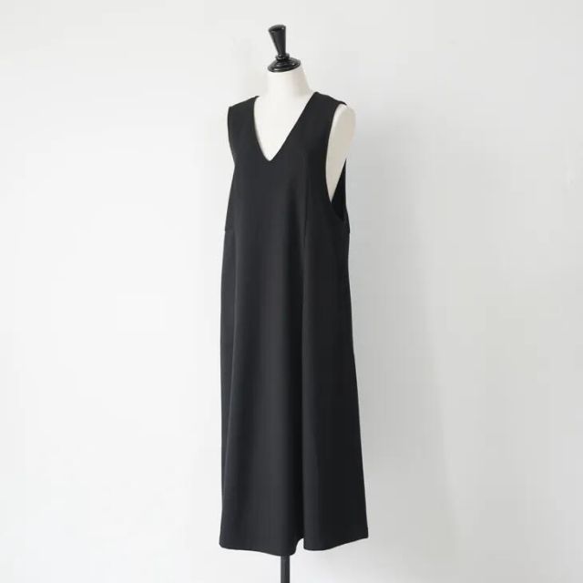 MK･b エムケービー | メランジ起毛ニットVネックジャンパースカート ブラック size 40 | ジャンスカ ワンピース