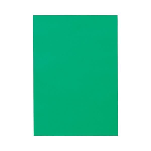 (まとめ) TANOSEE 色画用紙 四つ切 みどり 1パック（10枚）  