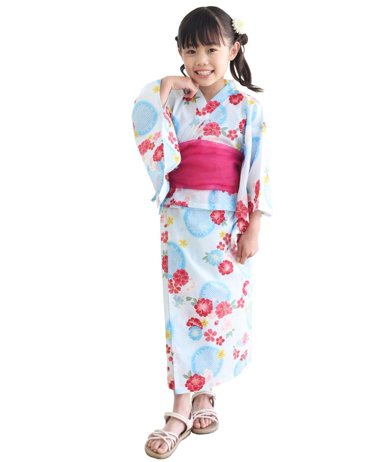 [ニシキ] セパレート浴衣+兵児帯セット ワンピース浴衣 綿100％ 女の子 子供用 キッズ ガールズ 110/120/130/140
