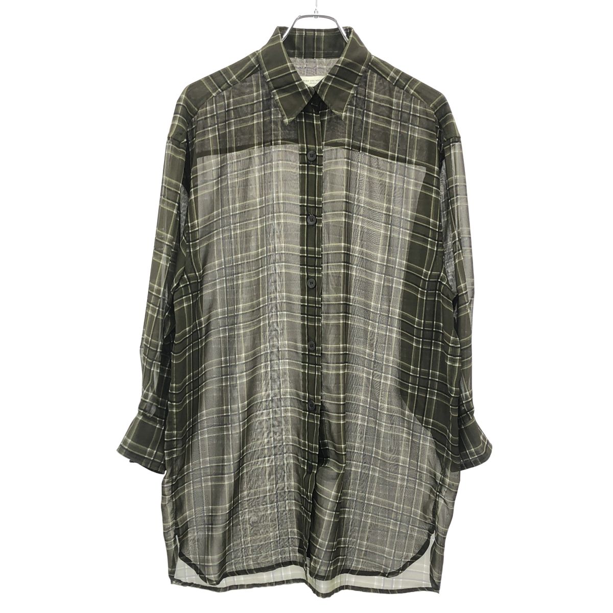 dries van noten 20aw チェックシャツ　small DRIES VAN NOTEN 20AW チェック柄 シャツ ロング丈 グリーン - メルカリ