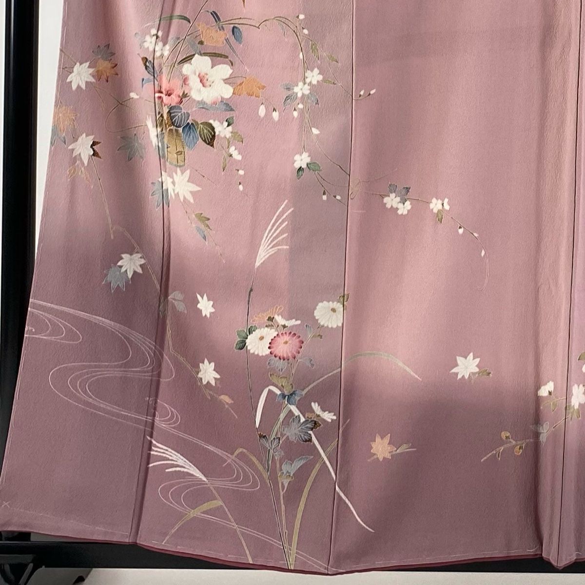 訪問着 身丈159.5cm 裄丈66cm M 袷 やまと 花籠 流水 ぼかし ピンク 正絹 秀品
