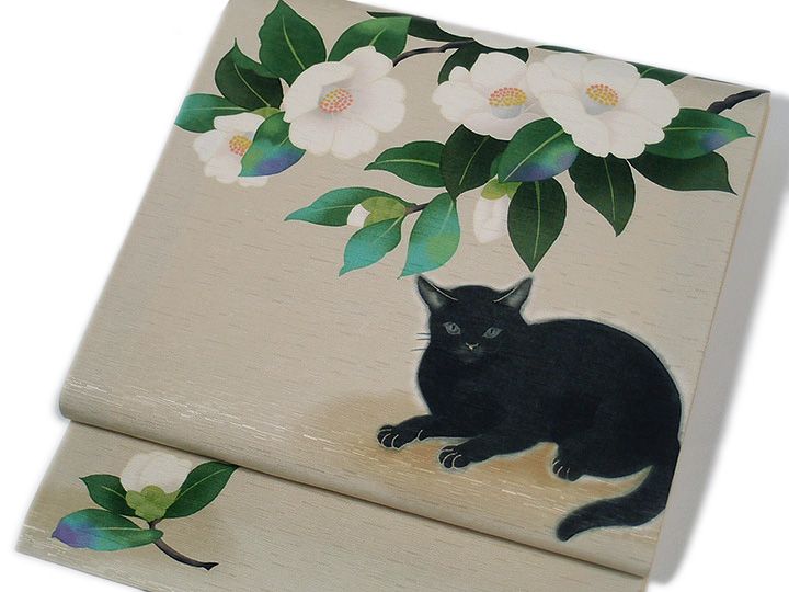 黒猫 洒落袋帯 新品未使用品 正絹 三通 Q881 - メルカリ
