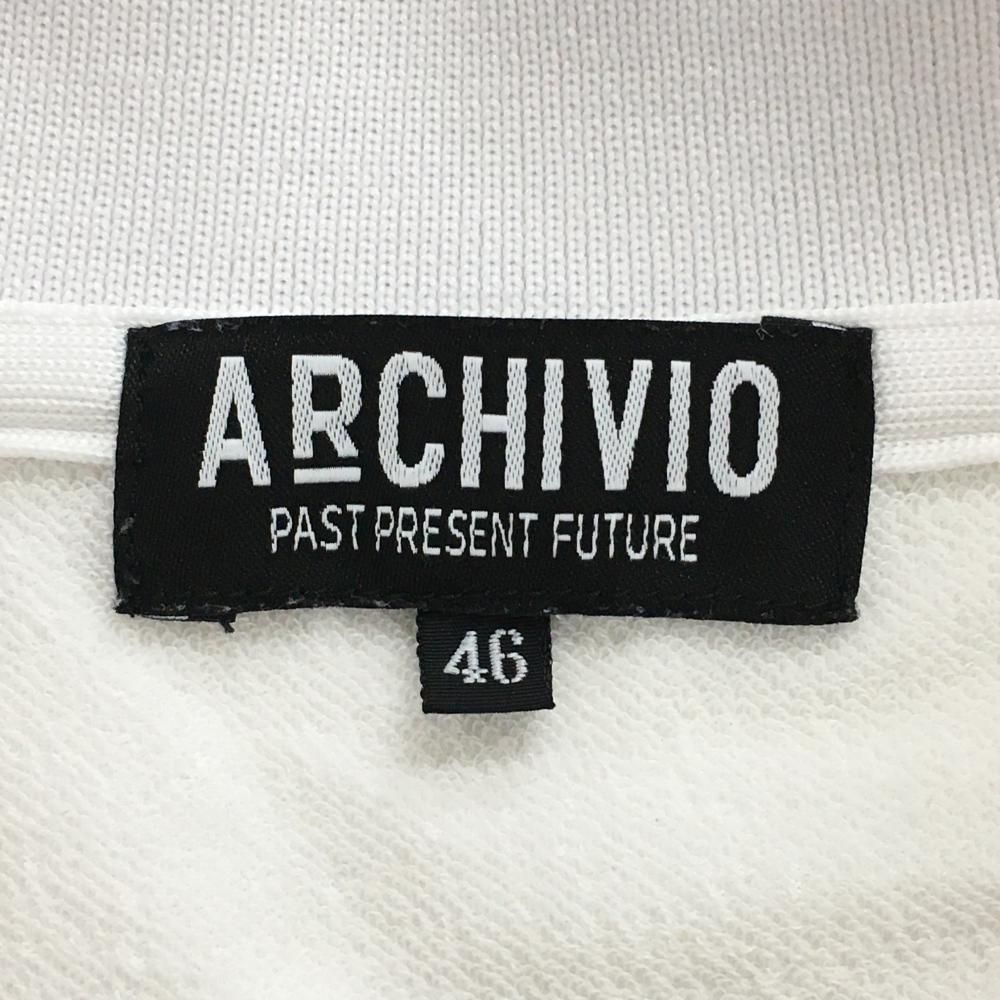 美品】アルチビオ 長袖ポロシャツ 白×黒 ハーフジップ 後ろビッグロゴ