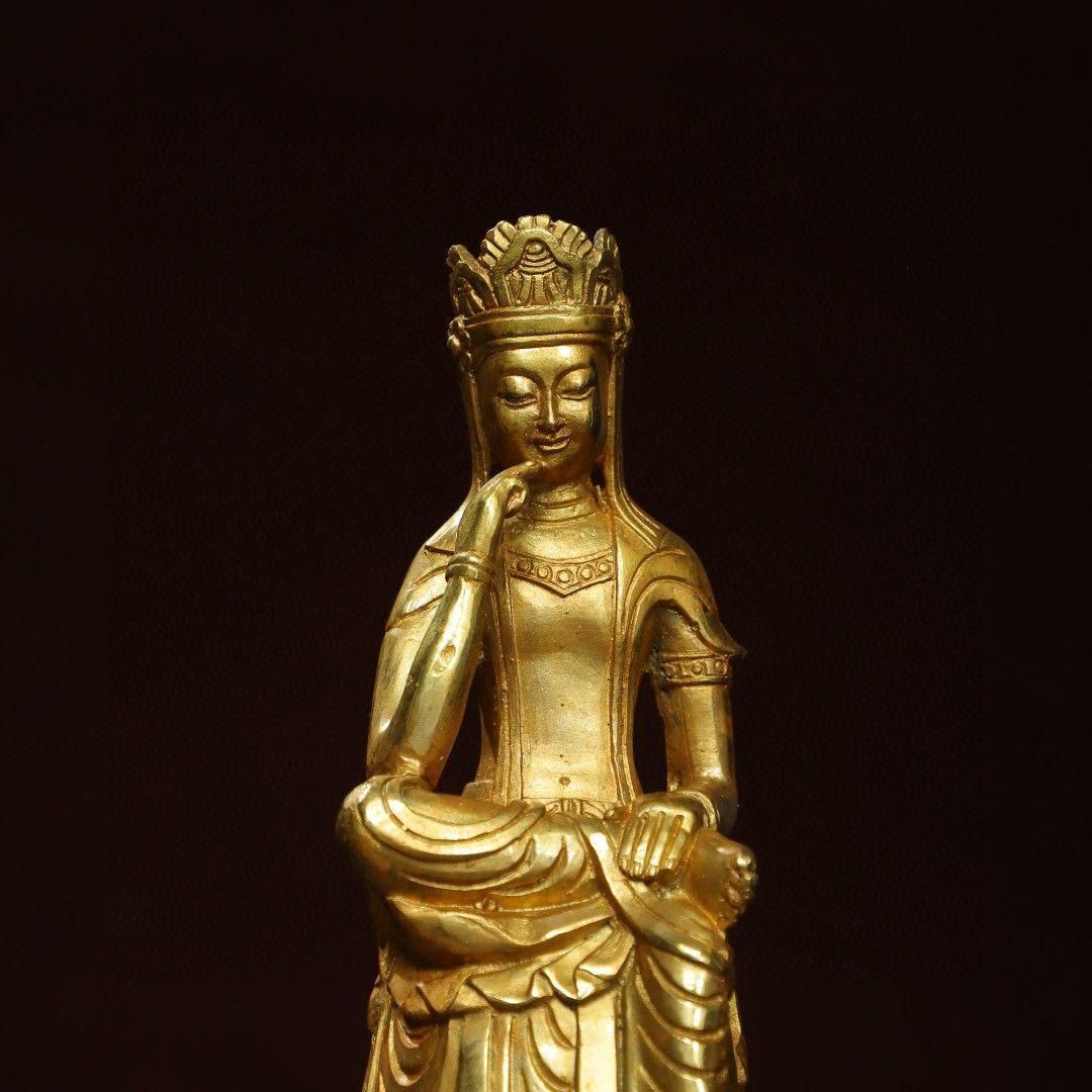 仏教美術 仏像 宝冠自在思惟菩薩像仏堂 家内 供養 銅製 彫刻 置物 開運 風水 仏教美術 仏像 宝冠自在思惟菩薩像仏堂 家内 供養 銅製 彫刻 置物 開運