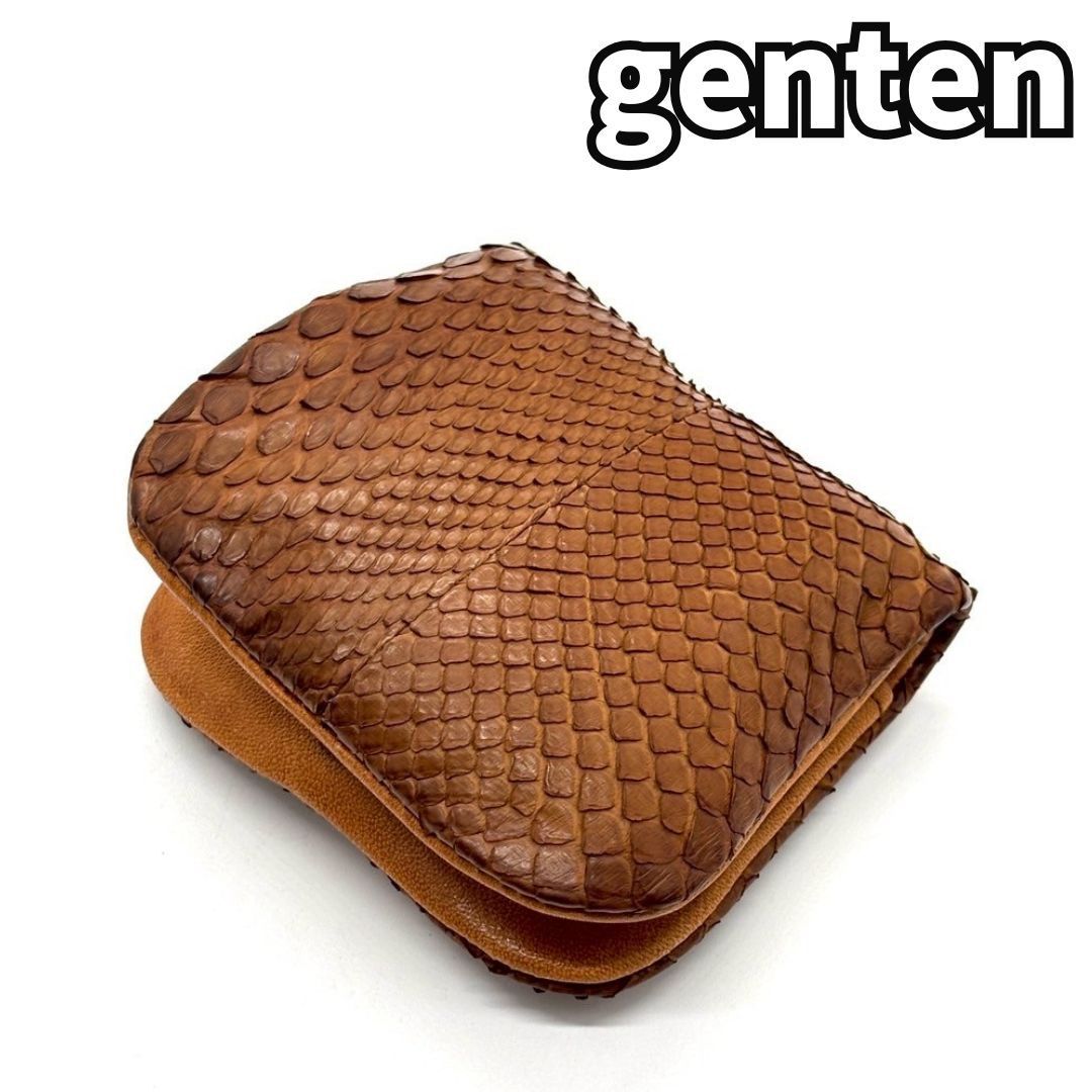 ゲンテン コインケース ゲンテン コインケース 本革 BOX型 赤茶