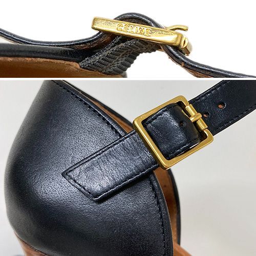 セリーヌ　ブラックバックルストラップブーツ ヒール10cm セリーヌブラックバックルストラップブーツ ヒール10cm