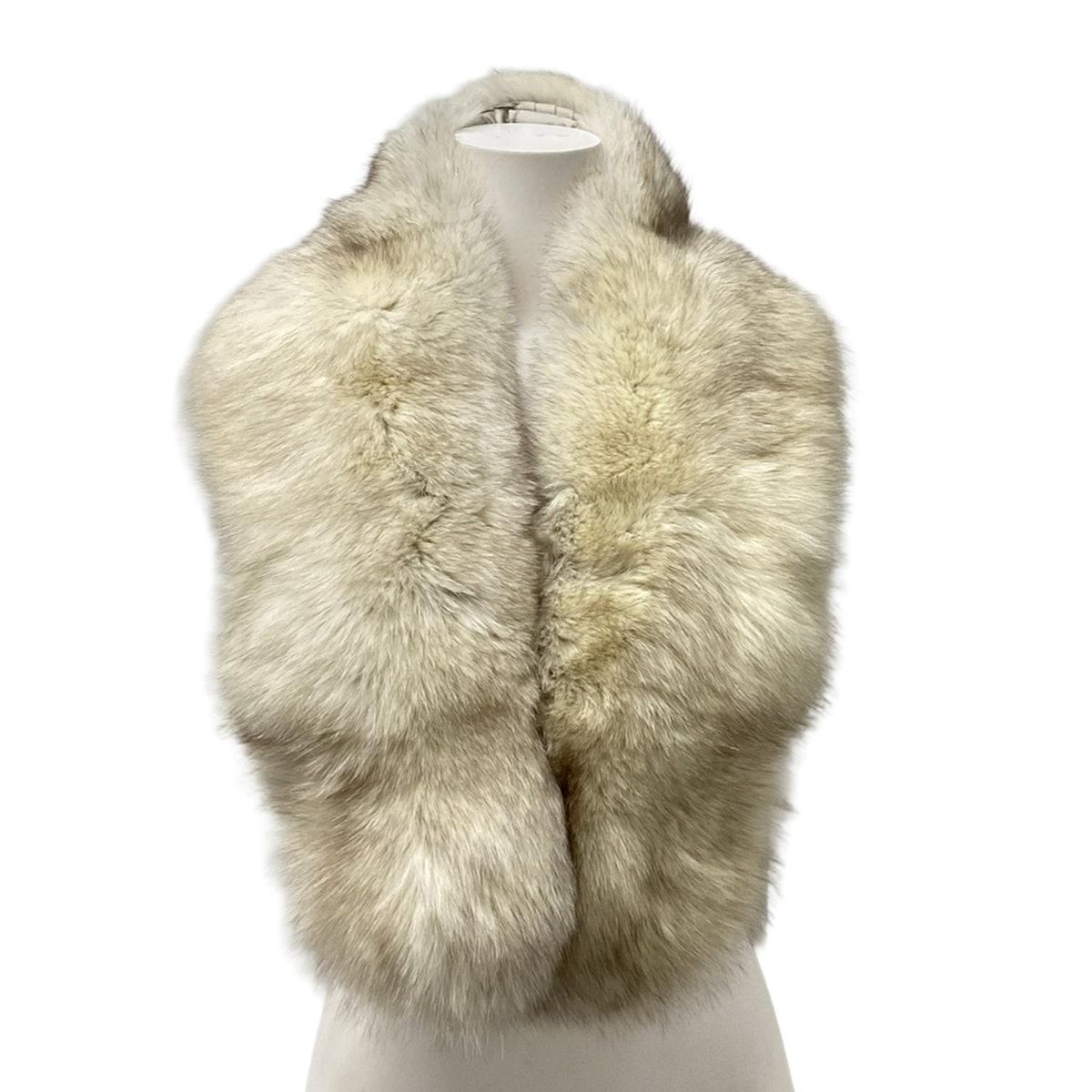 SAGA FOX サガフォックス マフラー - アイボリー×ベージュ×ダークブラウン ティペット フォックス