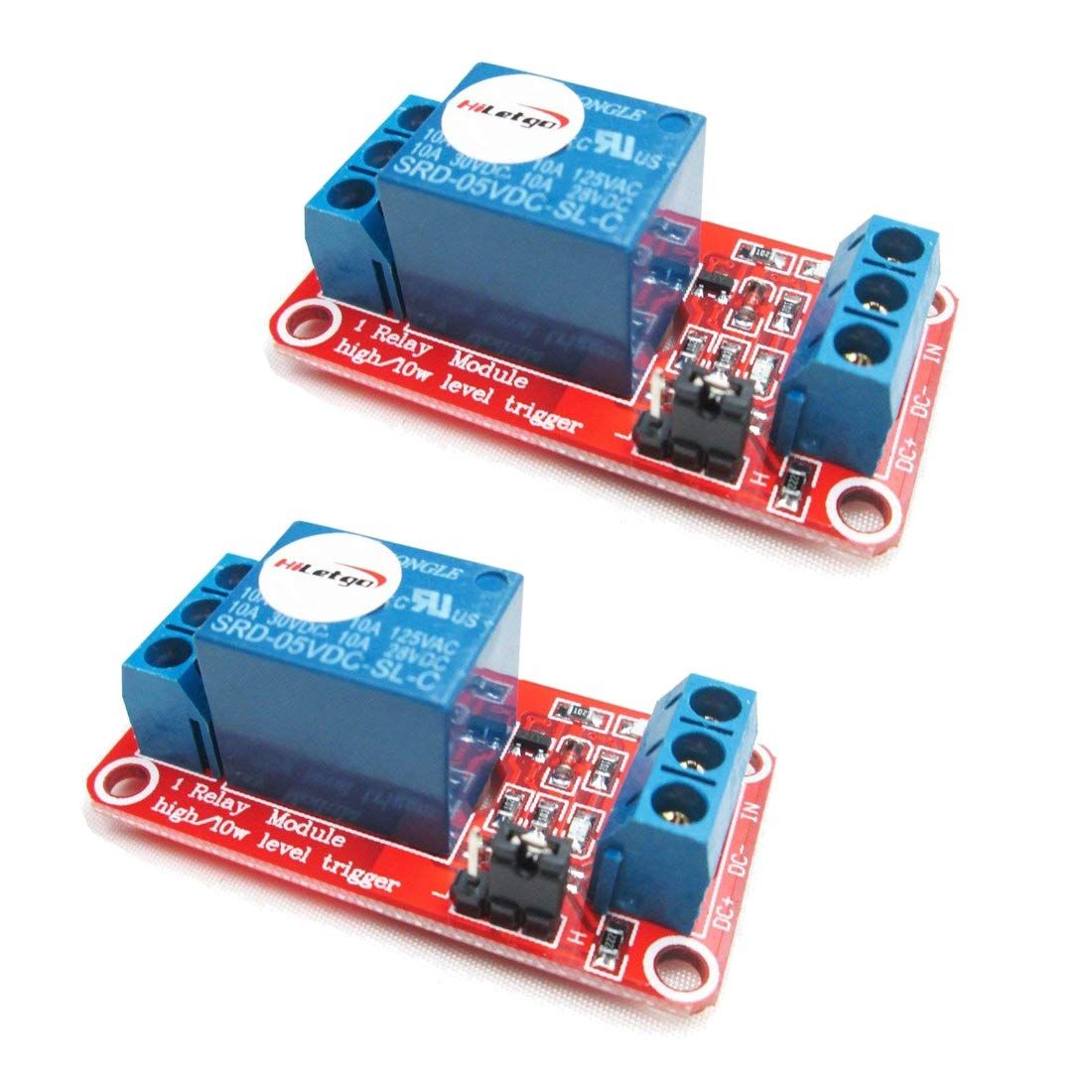 HiLetgo 5V 1チャンネルリレーモジュールリレースイッチ OPTOアイソレーション高低レベルトリガー付き 2個 