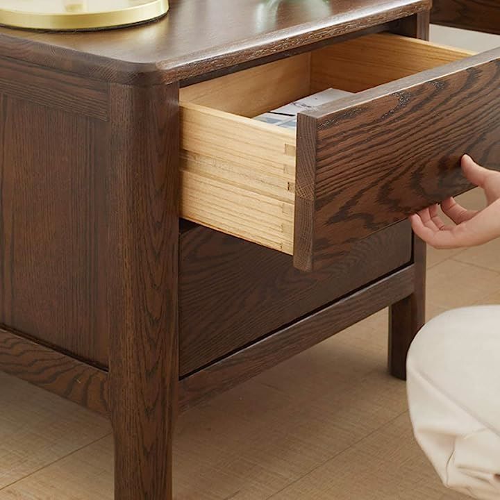 MU RONG ナイトテーブル アメリカオークウッド ベッドサイドテーブル
