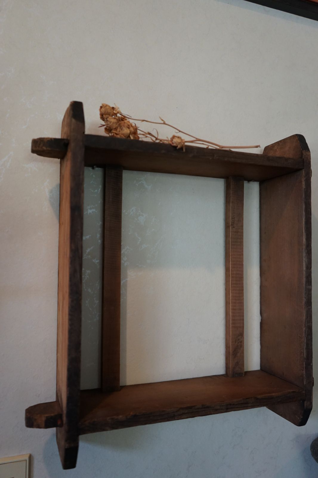 蒸し器 木製 古道具 壁掛け棚 飾り棚 レトロ 昭和レトロ シャビー アンティーク ヴィンテージ