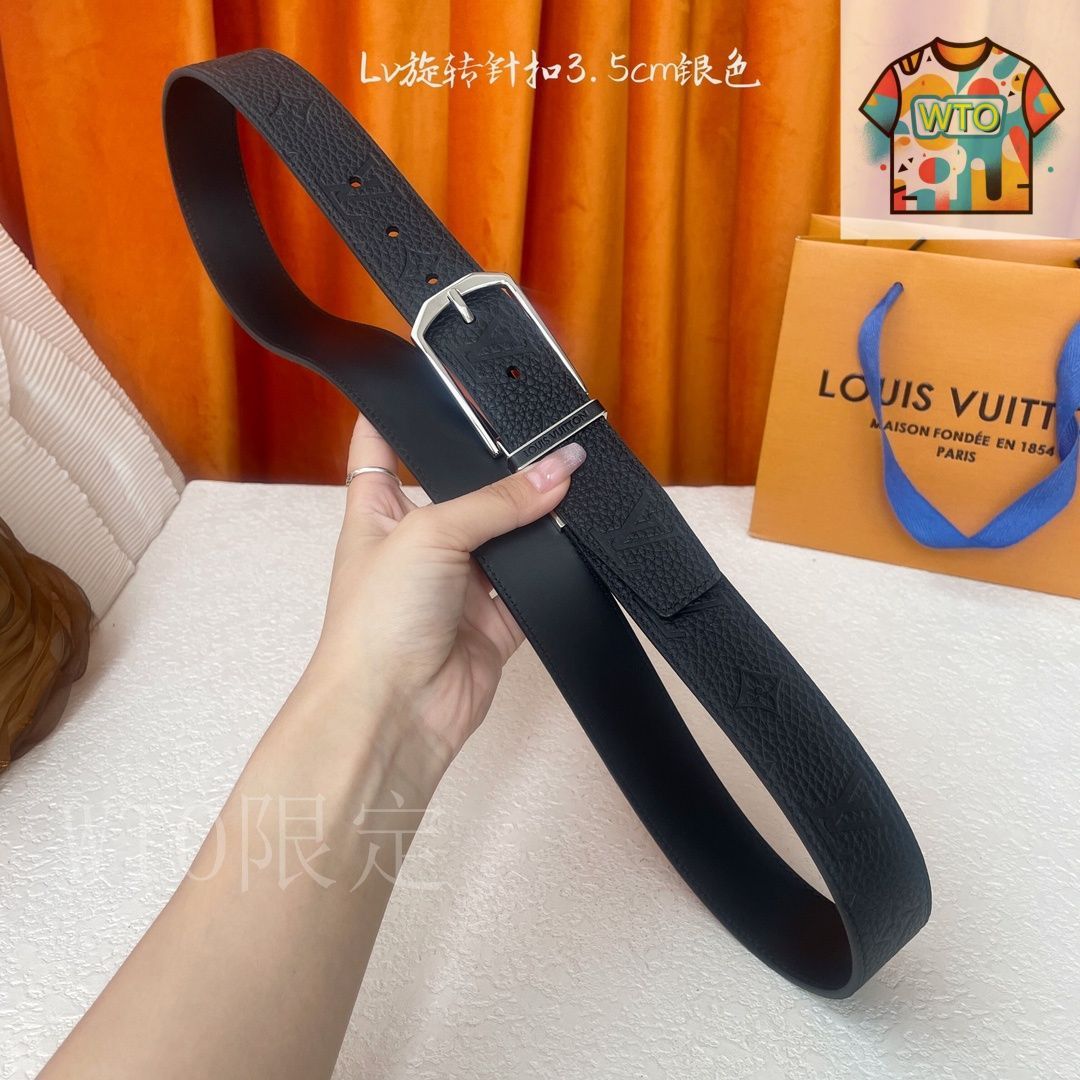 ルイ・ヴィトン ブラックレザーベルト Louis Vuitton ブラックレザーベルト - メルカリ