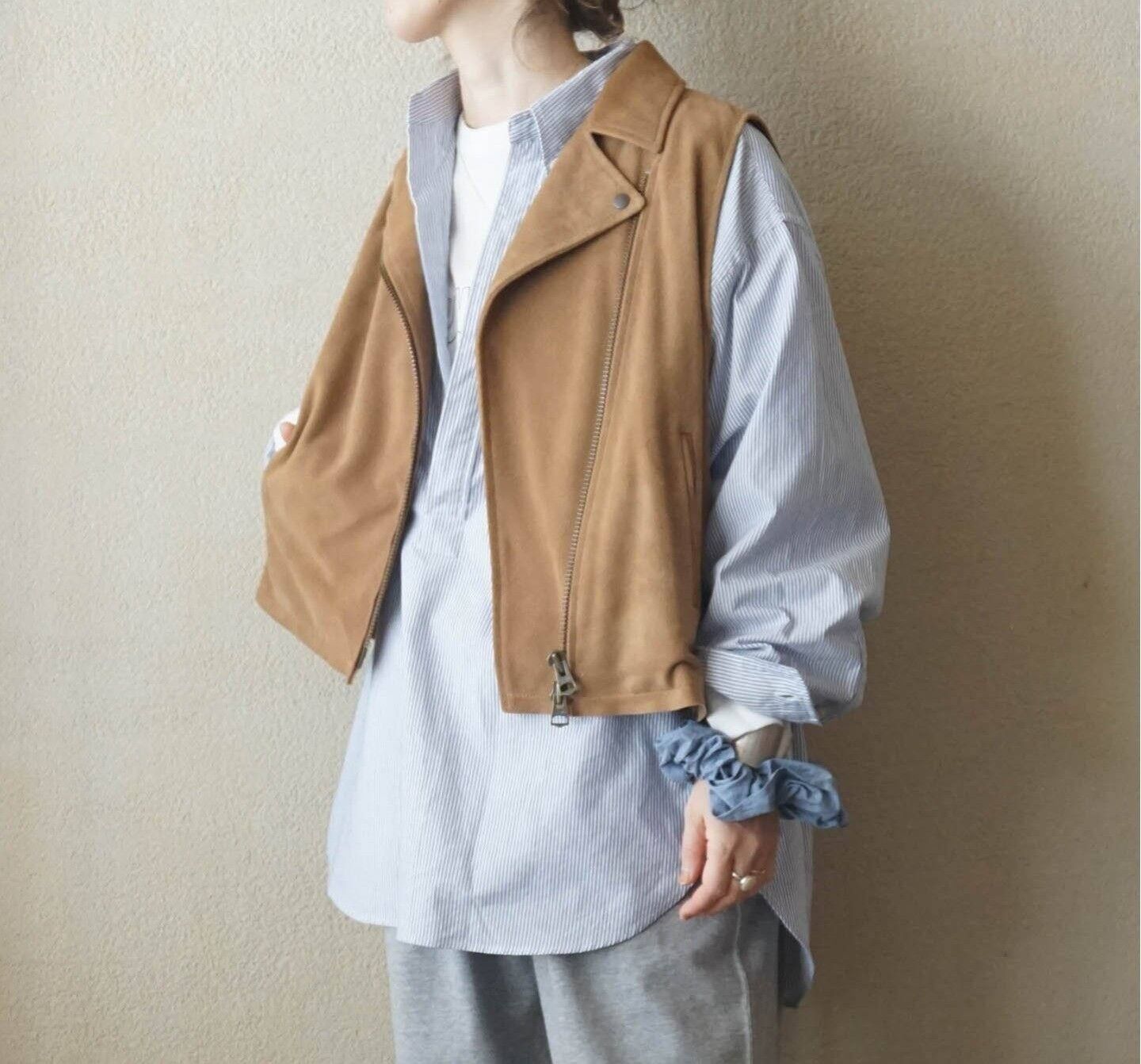 JOURNAL STANDARD LUXE ジャーナルスタンダードラックス 25|SS 25-011-440-2210-1-0 スウェード ライダースベスト ブラウン