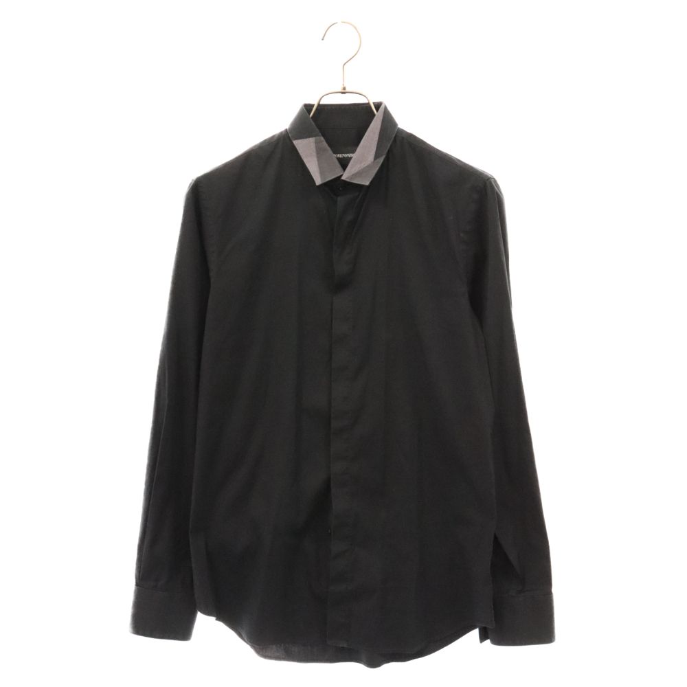 EMPORIO ARMANI (エンポリオアルマーニ) カラーデザイン長袖シャツ ブラック