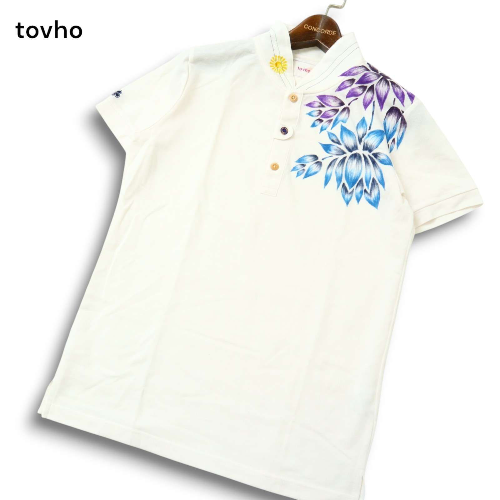 tovho トヴホ ゴルフ 春夏☆ 花柄 フラワー 半袖 スタンドカラー