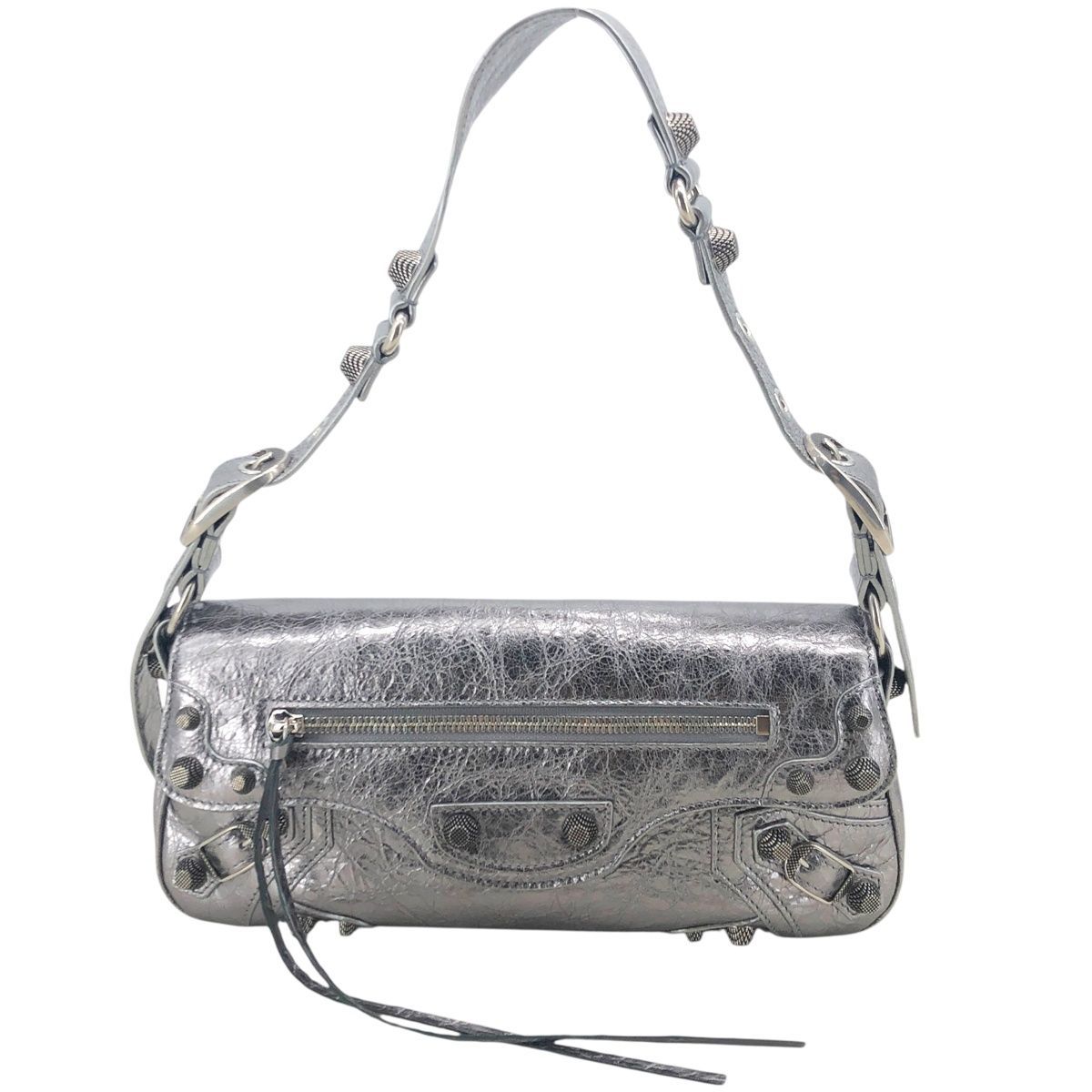 BALENCIAGA バレンシアガ ル カゴール S スリングバッグ シルバー メタリック 771640 レザー ワンショルダーバッグ レディース 24018068 HO