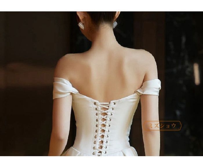 花嫁ドレスドレス前撮りオフショルダー前撮り二次会ドレス花嫁マーメイドオフショル袖ありウエディングドレスウェディングドレス